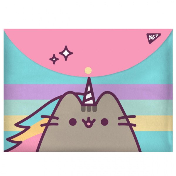 Папка-конверт Yes 491782  А4 на кнопці Pusheen 