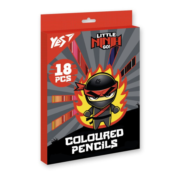 Олівці Yes 18кольорів Ninja ліценз, 290737  (8шт/упак./160шт) 