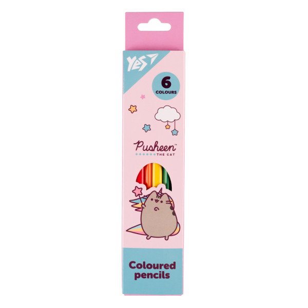 Олівці Yes 6кольорів Pusheen ліценз. 290725 (24шт/уп./480ящ) 