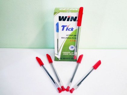 Ручка WIN Tick  масляна, 0,7мм., червона (50шт/уп) 