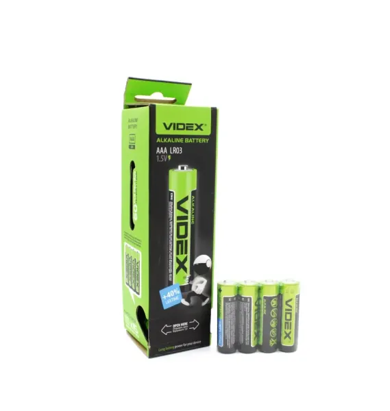 Батарейка пальчикова R6 Videx 1х4 Allkaline (60) (довга пачка) 