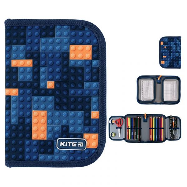 Пенал Kite 1 відділення, з наповненням, K24-622H-8  Blocks 
