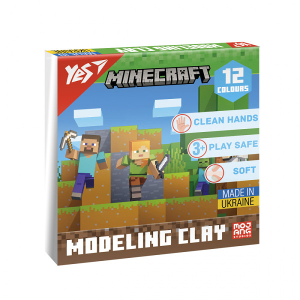 Пластилін YES 12 кольорів  Minecraft 240гр.  540668 20шт/упак. 
