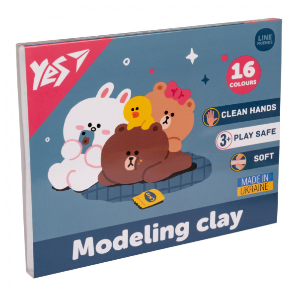 Пластилін YES 16 кольорів Line Friends  320гр. 540675 14шт/упак. 