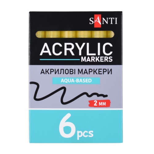 Маркер акриловий Santi 391054 SAC-25 2мм.6шт/уп золото
