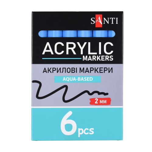 Маркер акриловий Santi 391045 SAC-16  2мм.6шт/уп темно-синій 