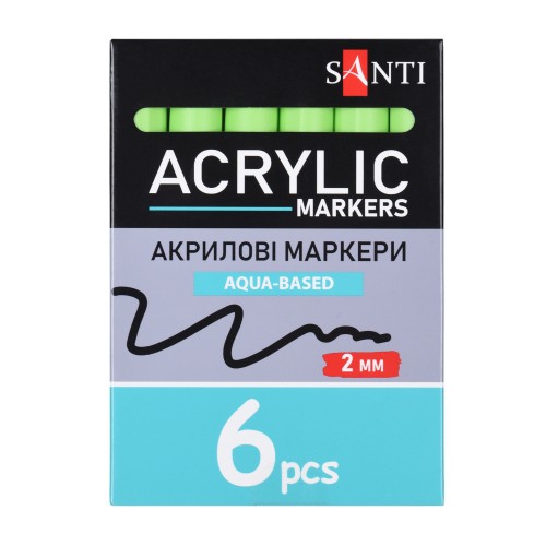 Маркер акриловий Santi 391047 SAC-18  2мм.6шт/уп салатовий 