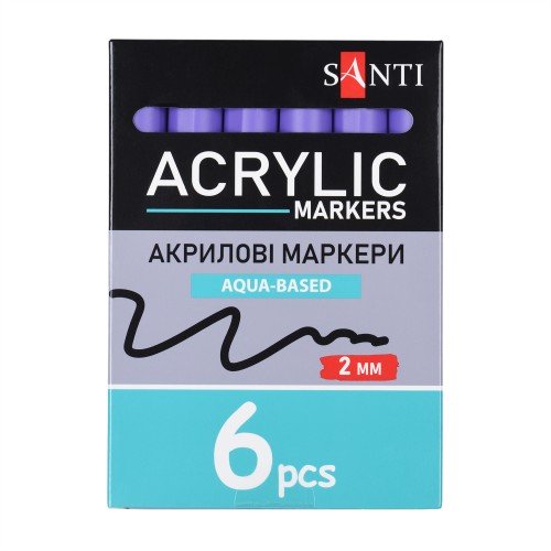 Маркер акриловий Santi 391043 SAC-14  2мм.6шт/уп темно-фіолетовий 