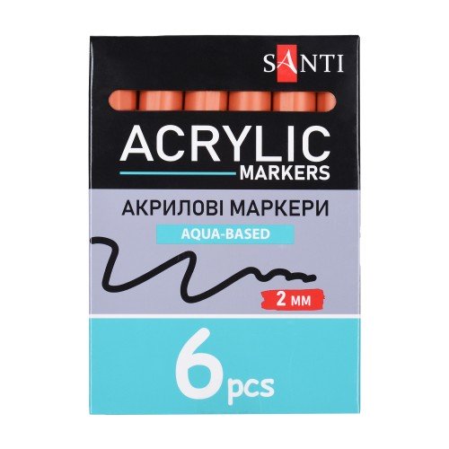Маркер акриловий Santi 391035 SAC-06  2мм.6шт/уп коричневий 