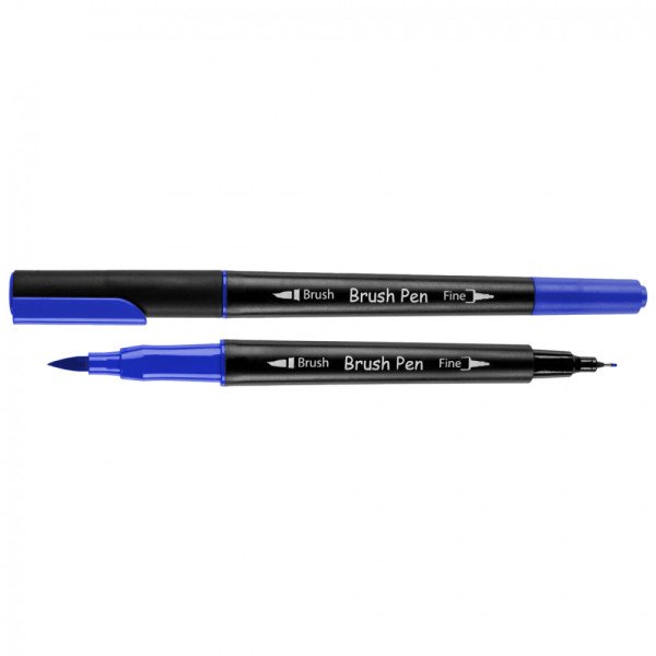 Маркер-пензель акварельний двосторонній Santi 391015 Brush Pen SW-15 синій 6шт/уп 