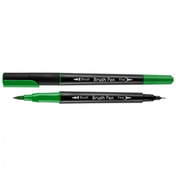 Маркер-пензель акварельний двосторонній Santi 391019 Brush Pen SW-19 зелений  6шт/уп 