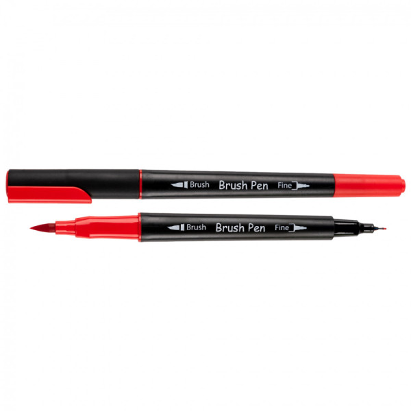 Маркер-пензель акварельний двосторонній Santi 391005 Brush Pen SW-05 червоний 6шт/уп 