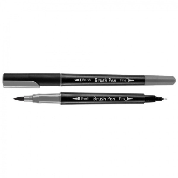Маркер-пензель акварельний двосторонній Santi 391025 Brush Pen SW-25 сірий 6шт/уп 
