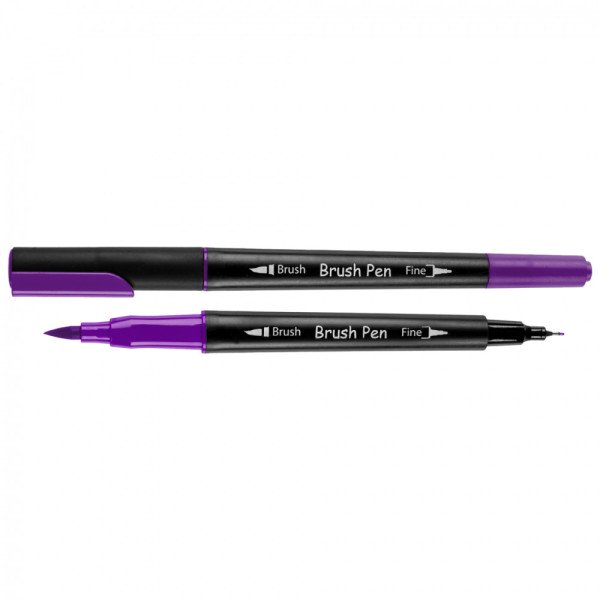 Маркер-пензель акварельний двосторонній Santi 391008 Brush Pen SW-08 фіолетовий 6шт/уп