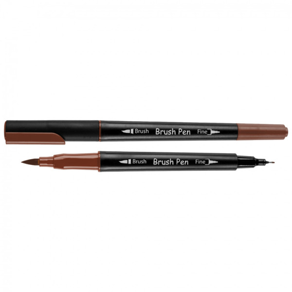 Маркер-пензель акварельний двосторонній Santi 391023 Brush Pen SW-23 темно-коричневий 6шт/уп
