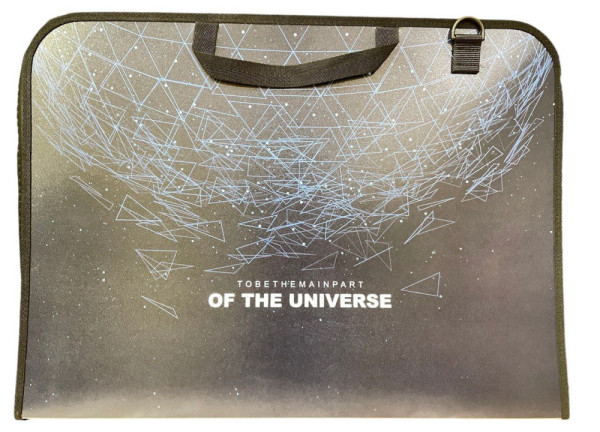 Портфель 30003-04 А3  пластик з тканинними ручками на блискавці темно синя Of The Universe 