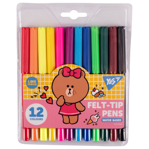 Фломастери YES 12кольорів Line Friends 650546 