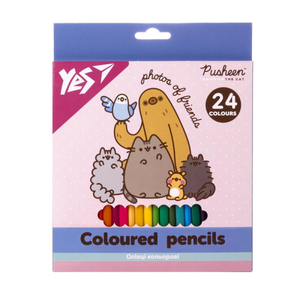 Олівці Yes 24 кольори Pusheen ліцензія 290771 (6шт/уп./120ящ) 