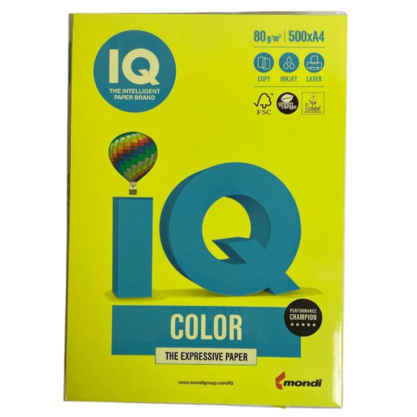 Кольоровий папір Mondi Color IQ А4 80г, неон жовтий