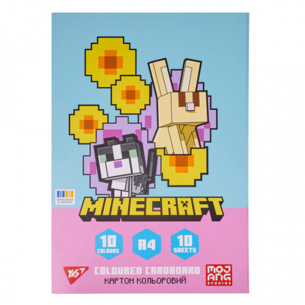 Картон кольоровий Yes А4 односторонній 10арк. Minecraft Spring  955459  папка 