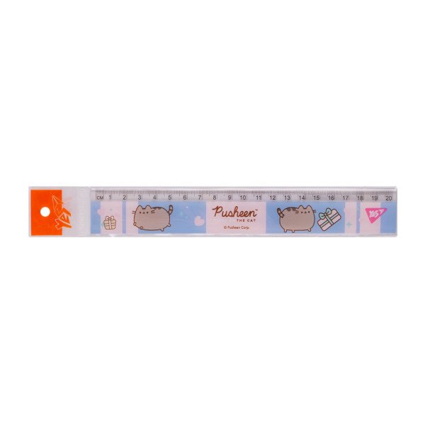 Лінійка YES 20см. пластик, Pusheen 370683 рожево-блакитна 20шт/100 