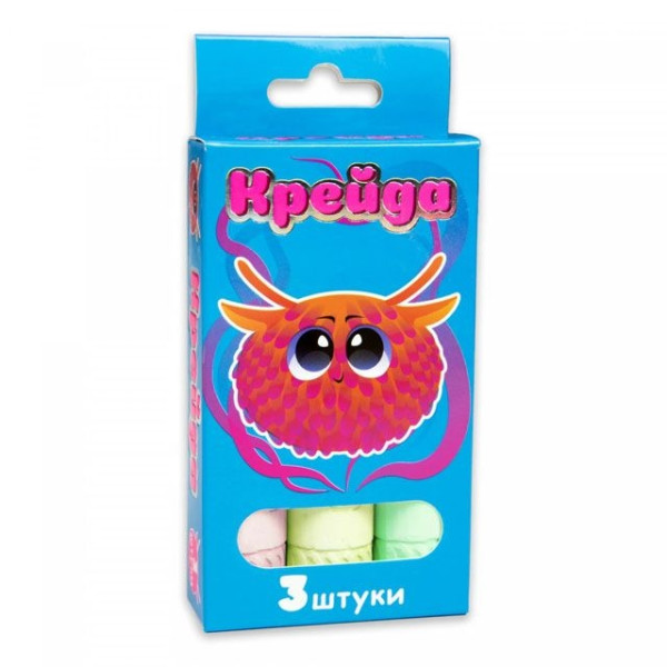 Крейда 3шт., кольорова  кругла Strateg 50122, Jumbo 
