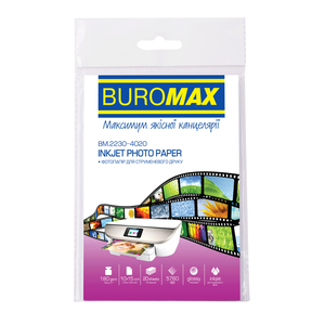Фотопапір А6 Buromax глянцевий 180г/м2 20аркушів 2230-4020  10*15см. 