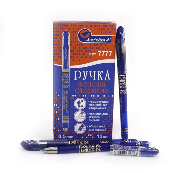 Ручка гелева Пиши-стирай J.Otten 7777  0.5мм. синя 12шт/уп, 