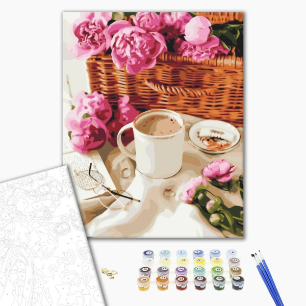 Картина за номерами Brushme 40*50см. Піони в корзинці BS 38983 