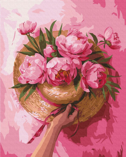 Картина за номерами Brushme 40*50см. Капелюх серед квітів BS 54090 