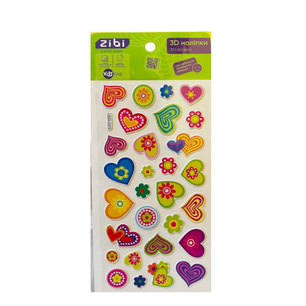 ЗD Наліпки Zibi Kids 63314 Сердечка 18см.