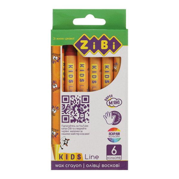 Олівці воскові Zibi Super мякі 6 кол., 2480