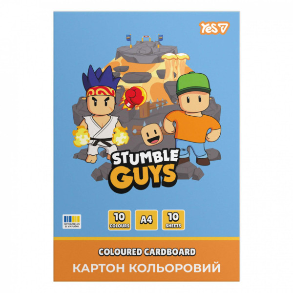 Картон кольоровий Yes А4 односторонній 10арк Stumble Guys  955490  папка 