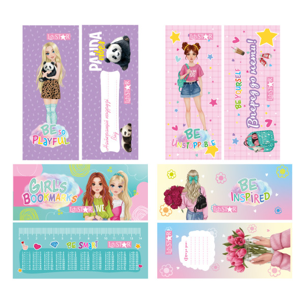 Набір ламінованих двосторонніх закладок для книг "Girl's bookmarks"  