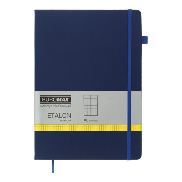 Блокнот А4 Buromax 294160-02  Etalon штучна шкіра 96арк. кліт. синій 