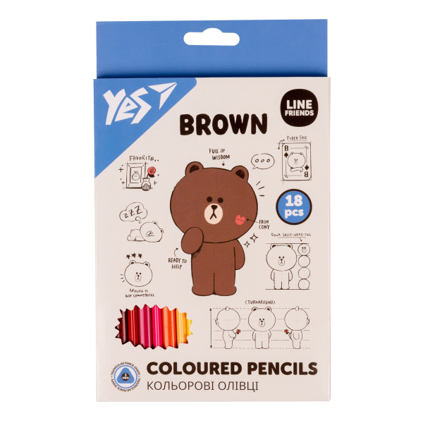 Олівці Yes  18кол. Line Frends  290712  трикутні. 