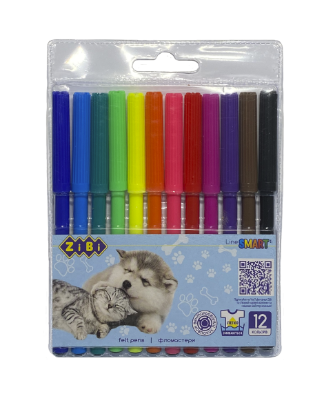 Фломастери Zibbi 2815 12 кол, Smart 