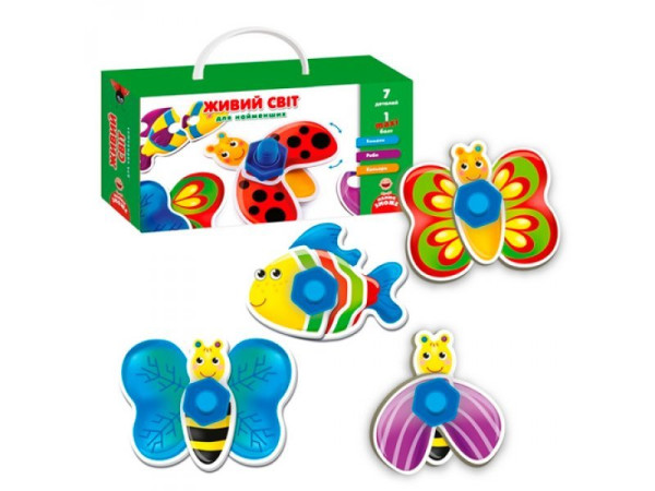 Гра настільна З гвинтиками.Живий світ, 7дет./1гвинт,,Vladi Toys,VT2905-10 