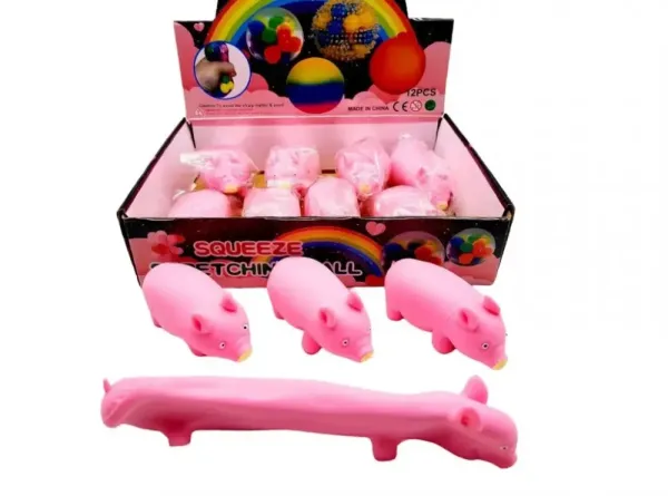 Іграшка тягучка  свинка  MS 1816 Toys7 (12шт/упак) 