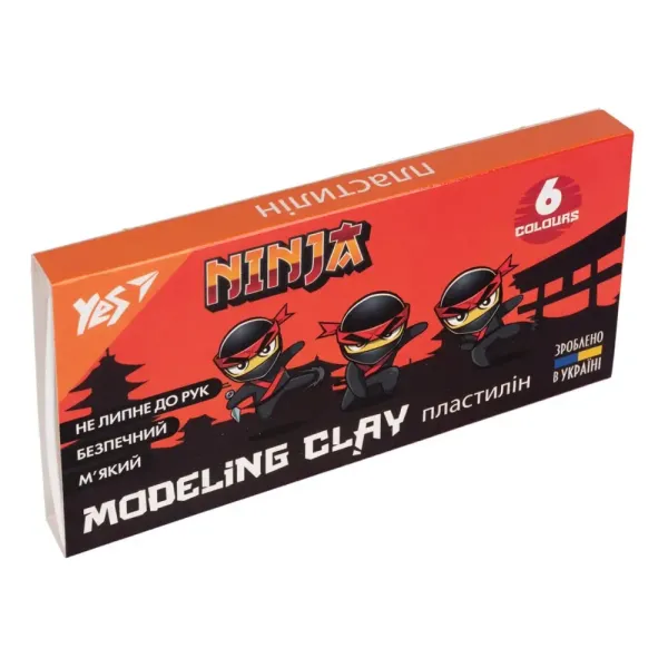 Пластилін YES 6 кольорів Ninja 120гр. 540624  40шт/упак 